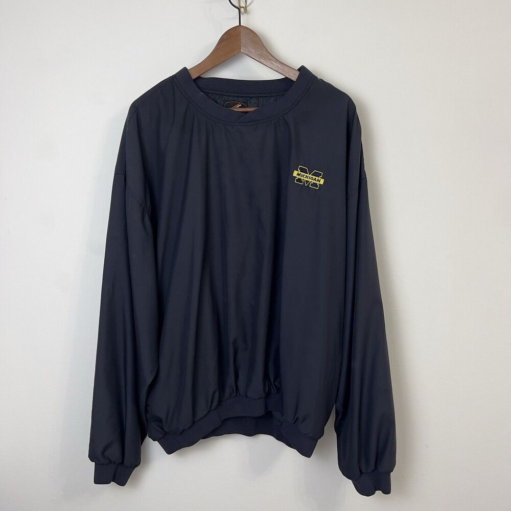 Vintage University Of Michigan Windbreaker Pullover Jacket Men’s XXL Navy Blue